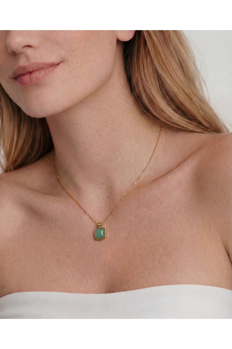 Puzzle Square Jade stone pendant necklace, Alternate, color, Bright green