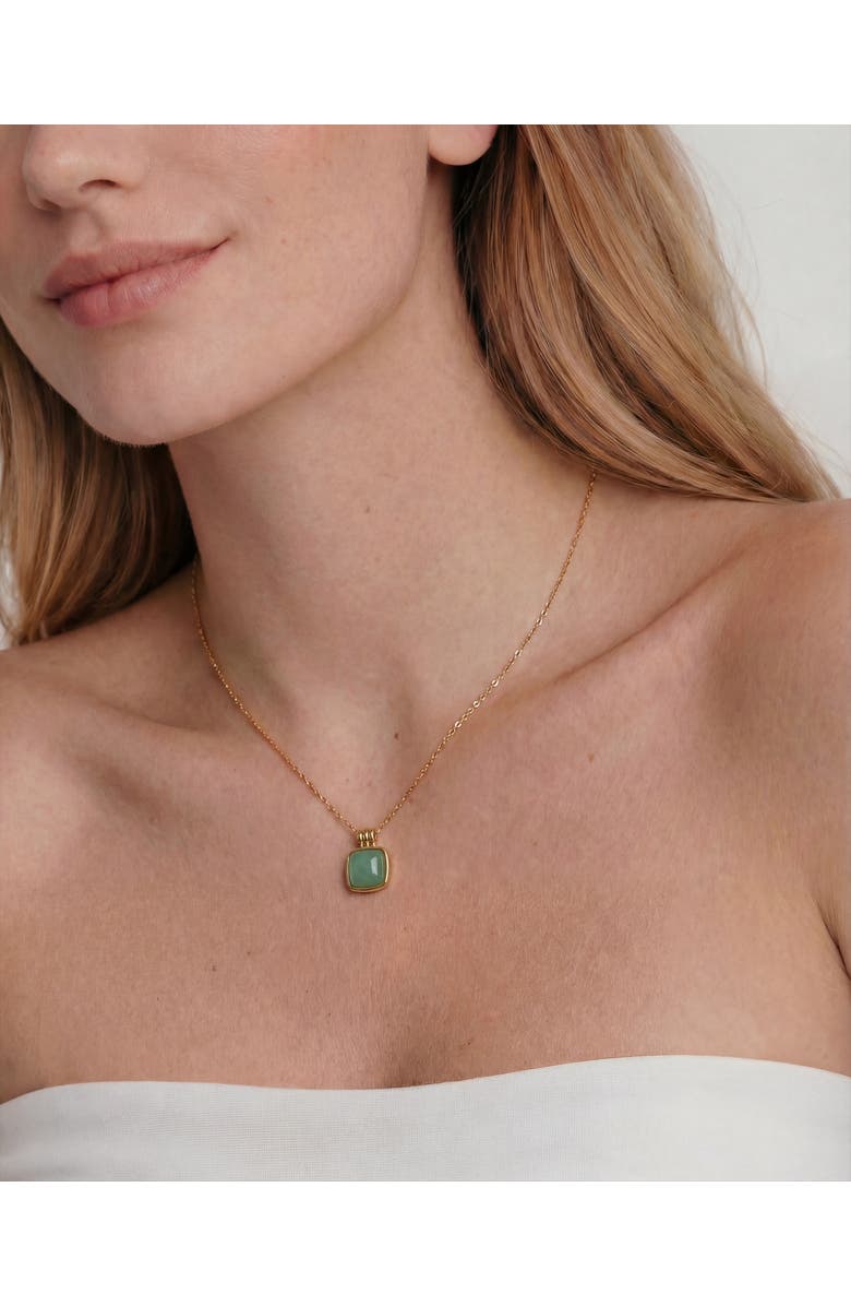 seree Puzzle Square Jade stone pendant necklace, Alternate, color, Bright Green