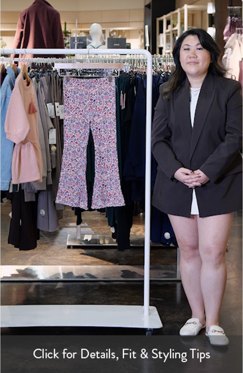 Kids' Floral Rib Flare Leggings, sales video thumbnail