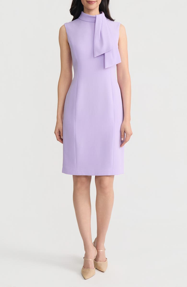 KASPER Spring Tie Neck Sleeveless Sheath Dress, Main, color, Lavender Mist