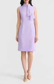 KASPER Spring Tie Neck Sleeveless Sheath Dress
