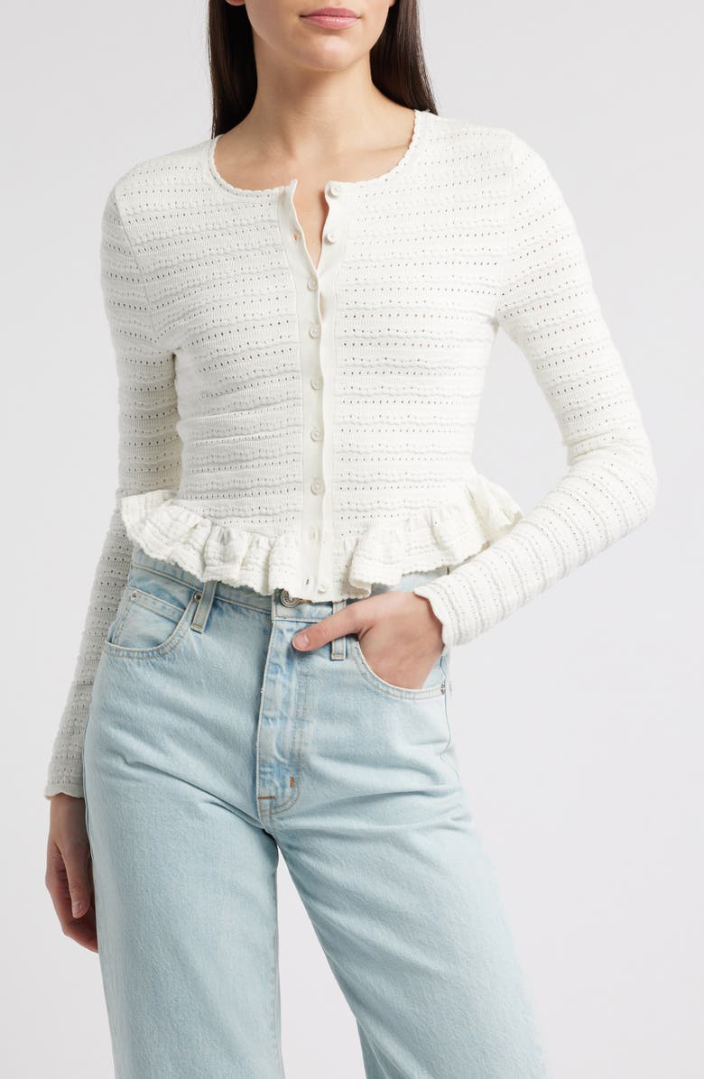 LoveShackFancy Rogan Pointelle Cardigan, Main, color, Ivory