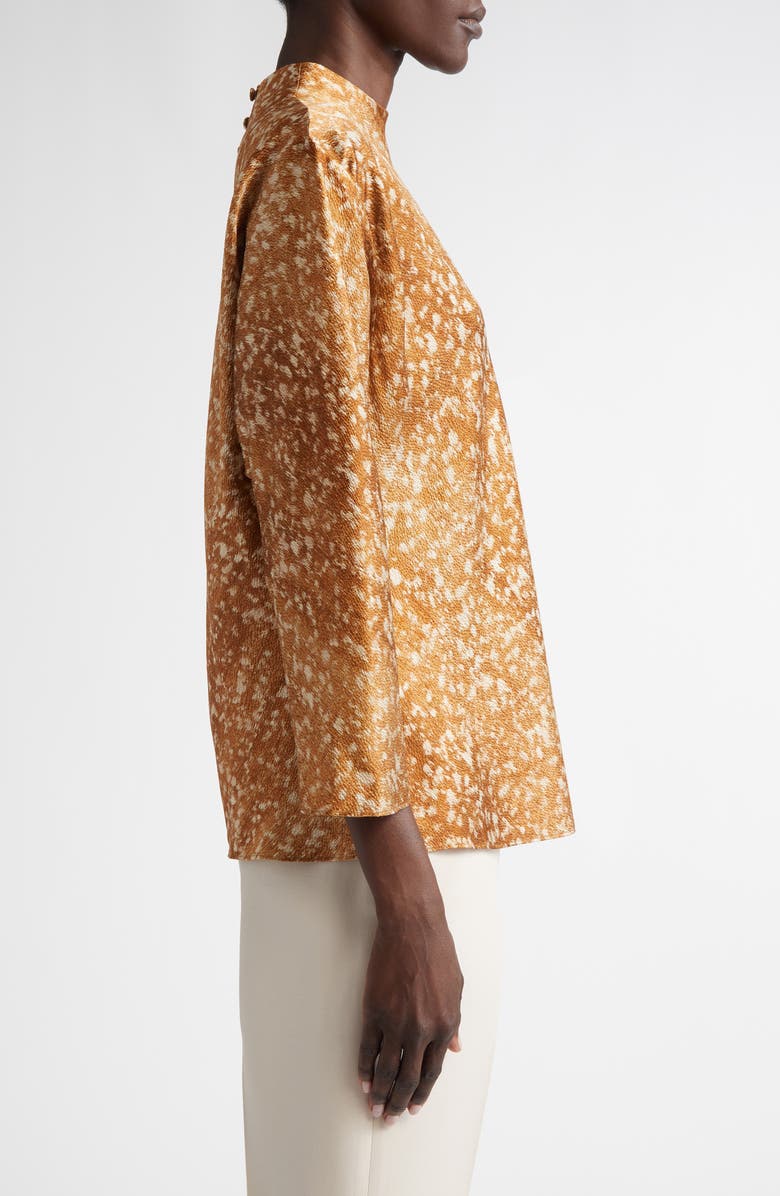 Lafayette 148 New York Floating Leaves Print Textured Satin Top, Alternate, color,