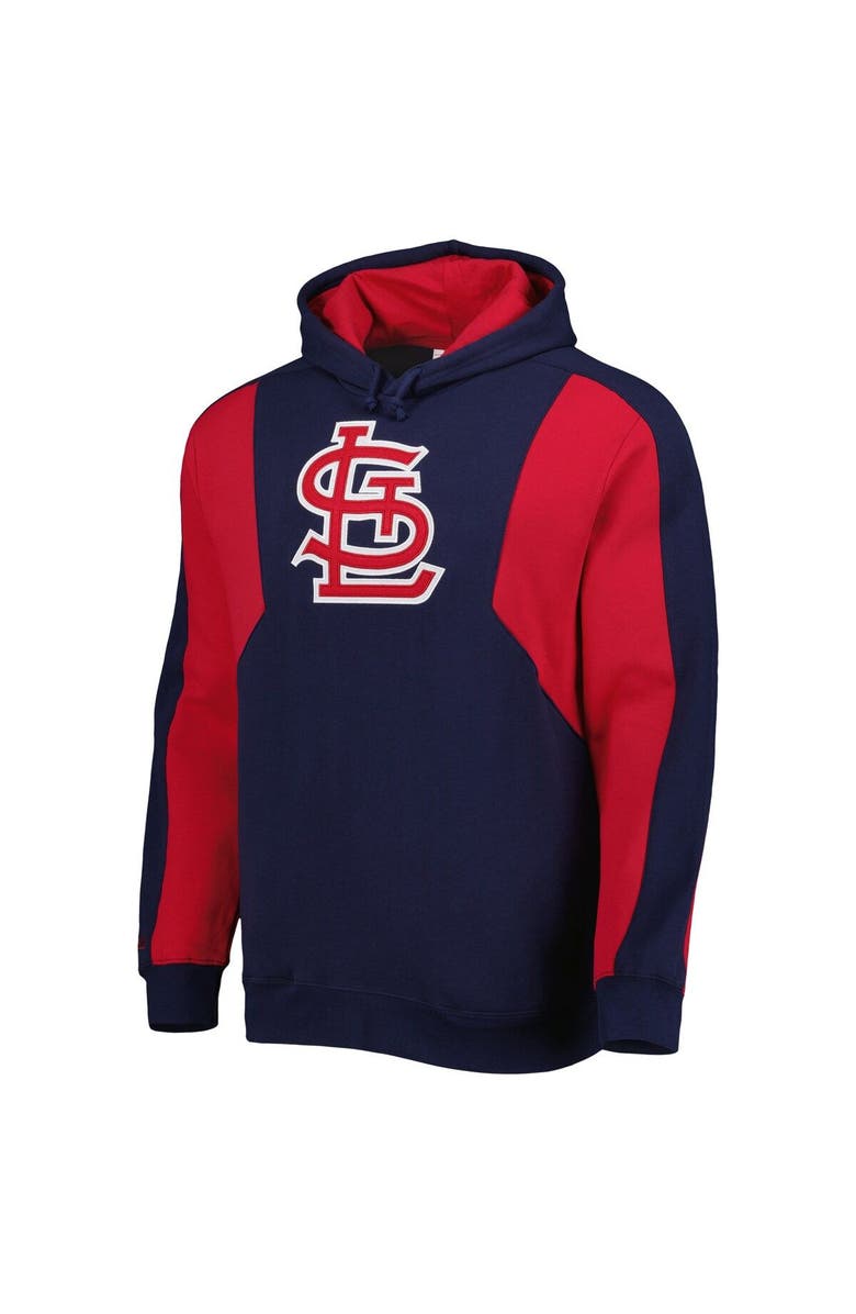 Mitchell & Ness Men's Mitchell & Ness Navy/Red St. Louis Cardinals Colorblocked Fleece Pullover Hoodie, Alternate, color, 