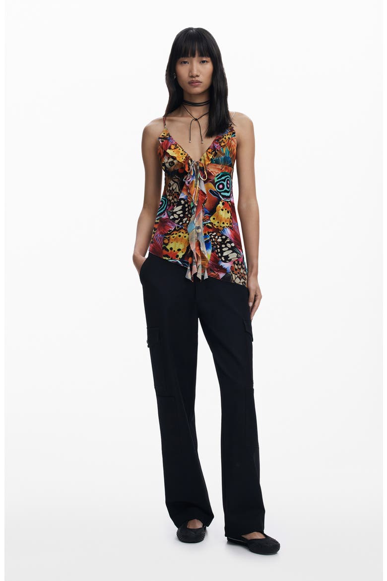Ruffle Camisole, Alternate, color, BLACK
