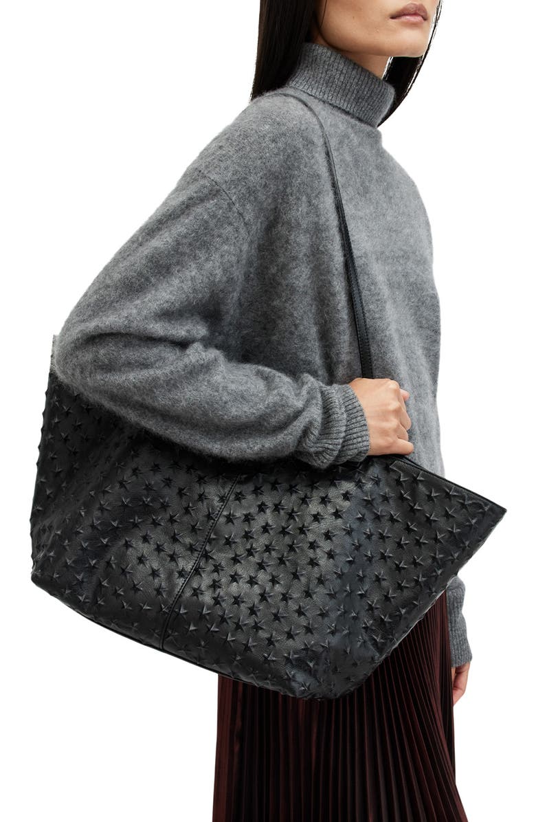 AllSaints Hannah Star Embossed Leather East/West Tote, Alternate, color,