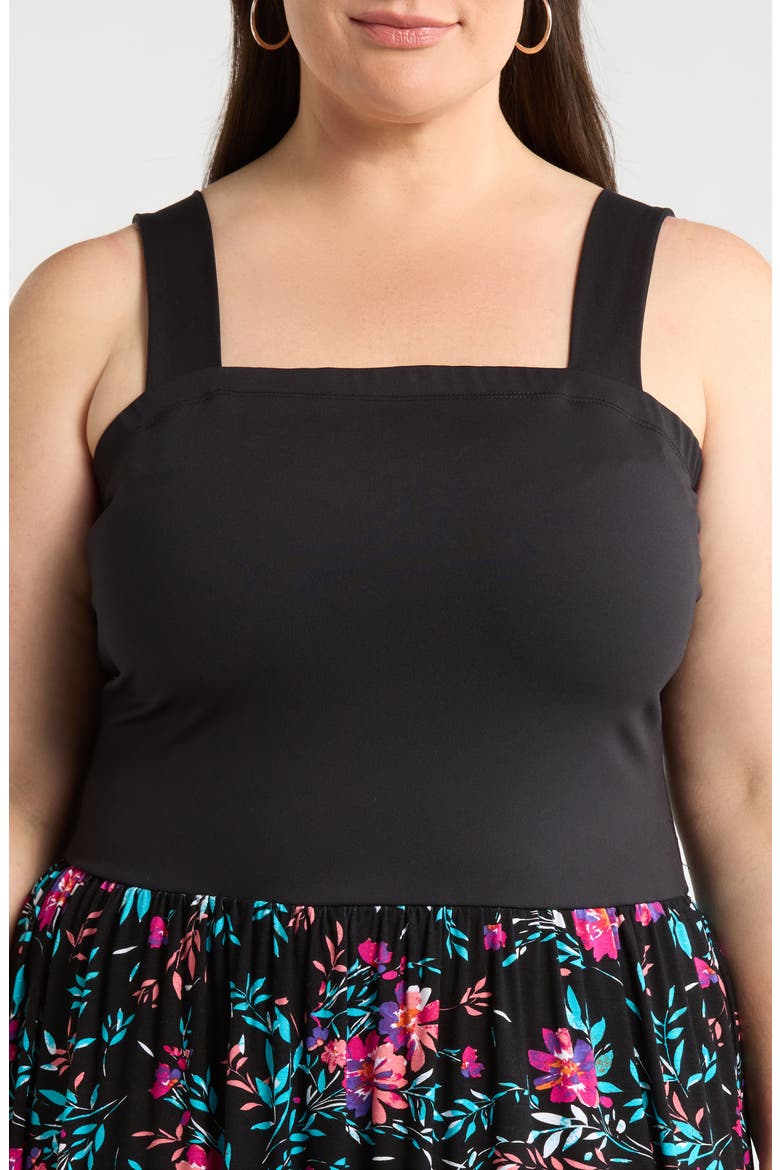 Floral Sleeveless Maxi Dress, Alternate, color, BLACK/ FUCSHIA