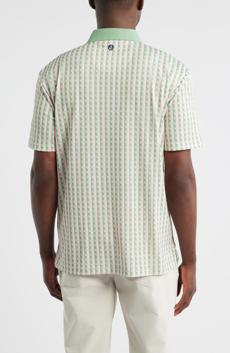 Swannies Greens Stripe 
Golf Ball Print Piqué Performance Golf Polo, Alternate, color, Basil