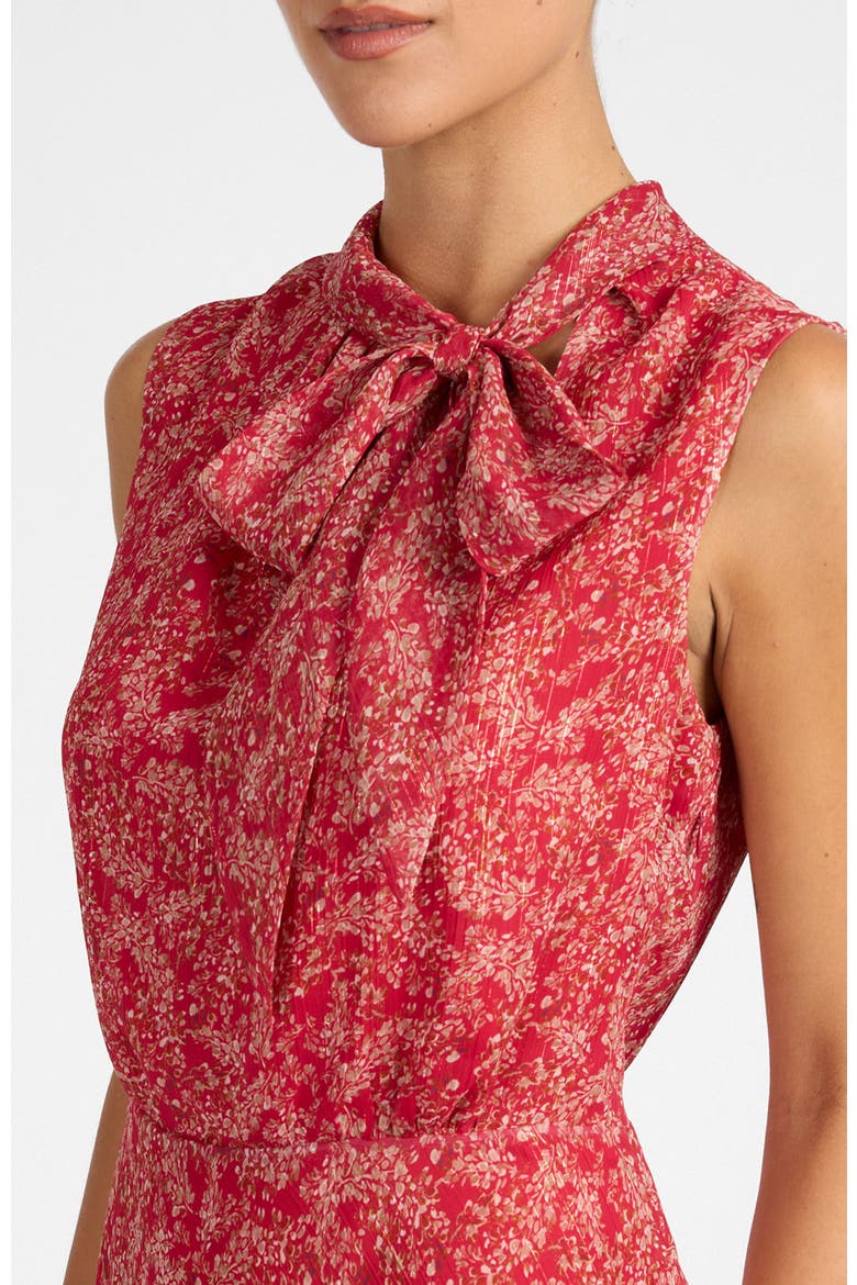 Petra Sleeveless Mock Neck Midi Dress in Printed Georgette, Alternate, color, Chili Pepper
