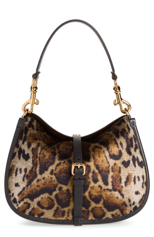 Etro Animal Print Velvet Shoulder Bag in Print On Beige Base at Nordstrom