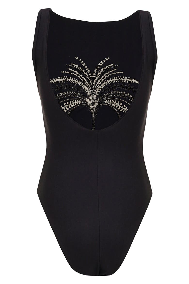 Midnight Palm Atenea Reversible One-Piece Swimsuit, Alternate, color, BLACK