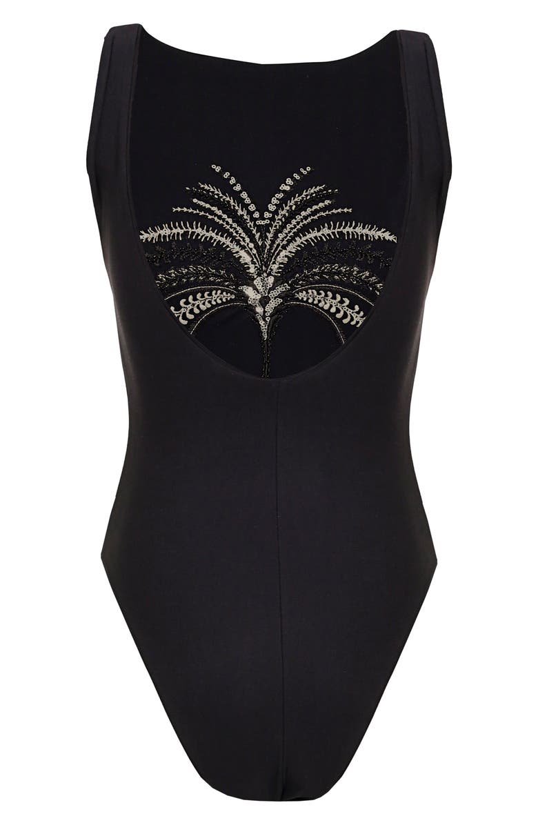 Maaji Midnight Palm Atenea Reversible One-Piece Swimsuit, Alternate, color, Black
