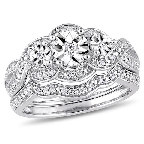 Diamond 3-Stone Bridal Ring Set