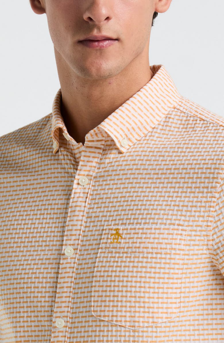 Original Penguin Textured Cotton Short Sleeve Button-Down Shirt, Alternate, color, 