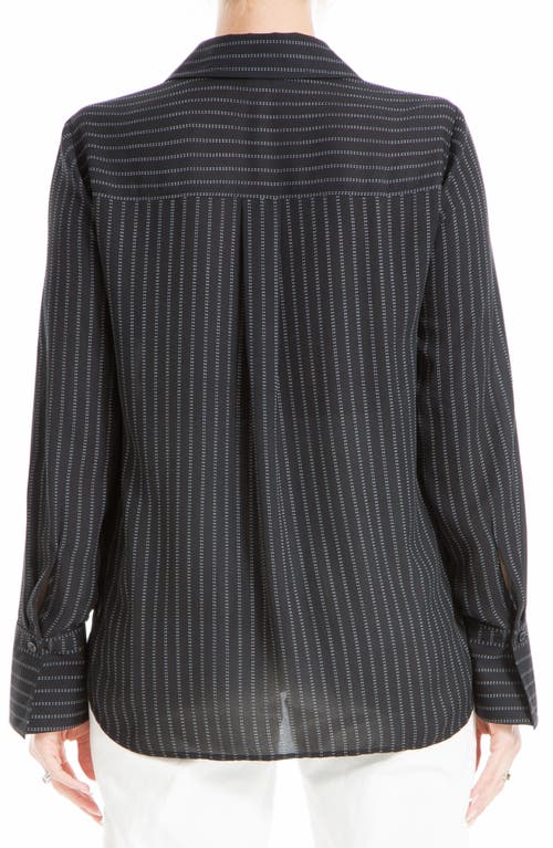 Max Studio Printed Long Sleeve Button-up Shirt In Black