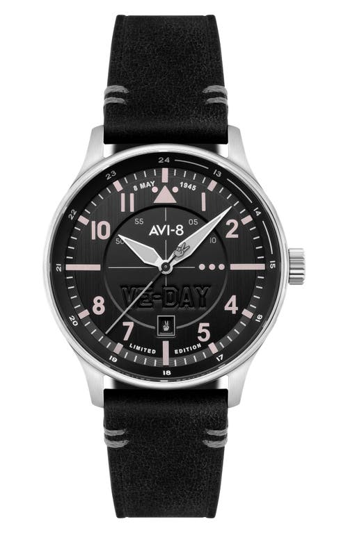Avi-8 Hawker Hurricane Kent Leather Strap Watch, 43mm In Black