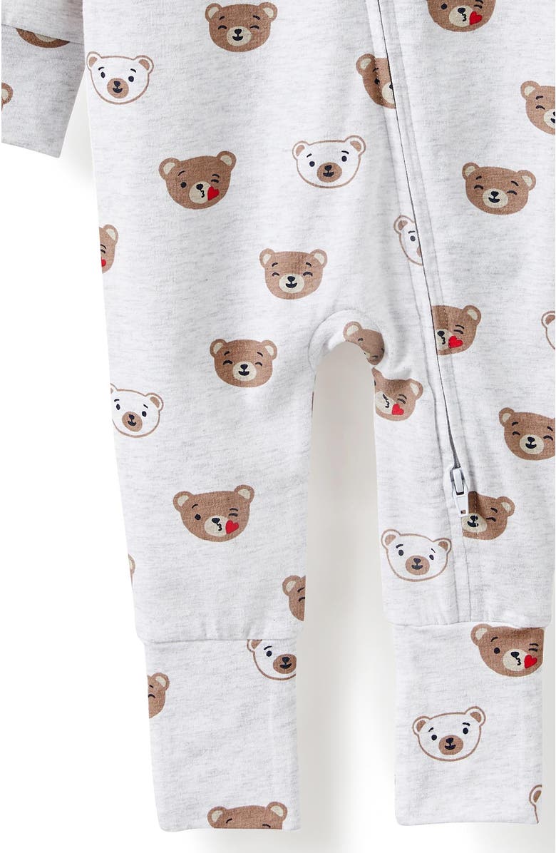 Cotton On Kids The Billie Long Sleeve Zip Romper, Alternate, color, Snow Marle Bear Kisses