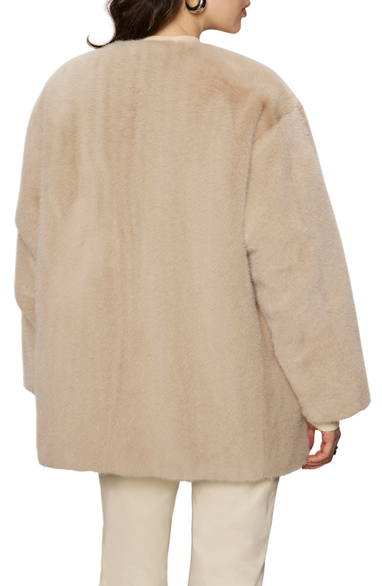 Sanctuary Reversible Collarless Faux Fur Jacket, Alternate, color, Almond White
