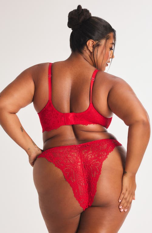 Savage X Fenty Romantic Corded Lace Brazilian Panties In Red