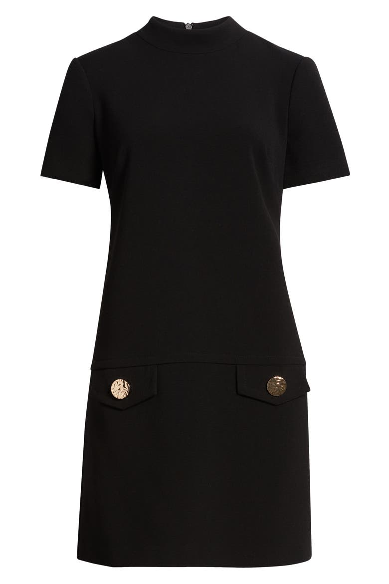 Stretch Mock Neck Dress, Alternate, color, BLACK