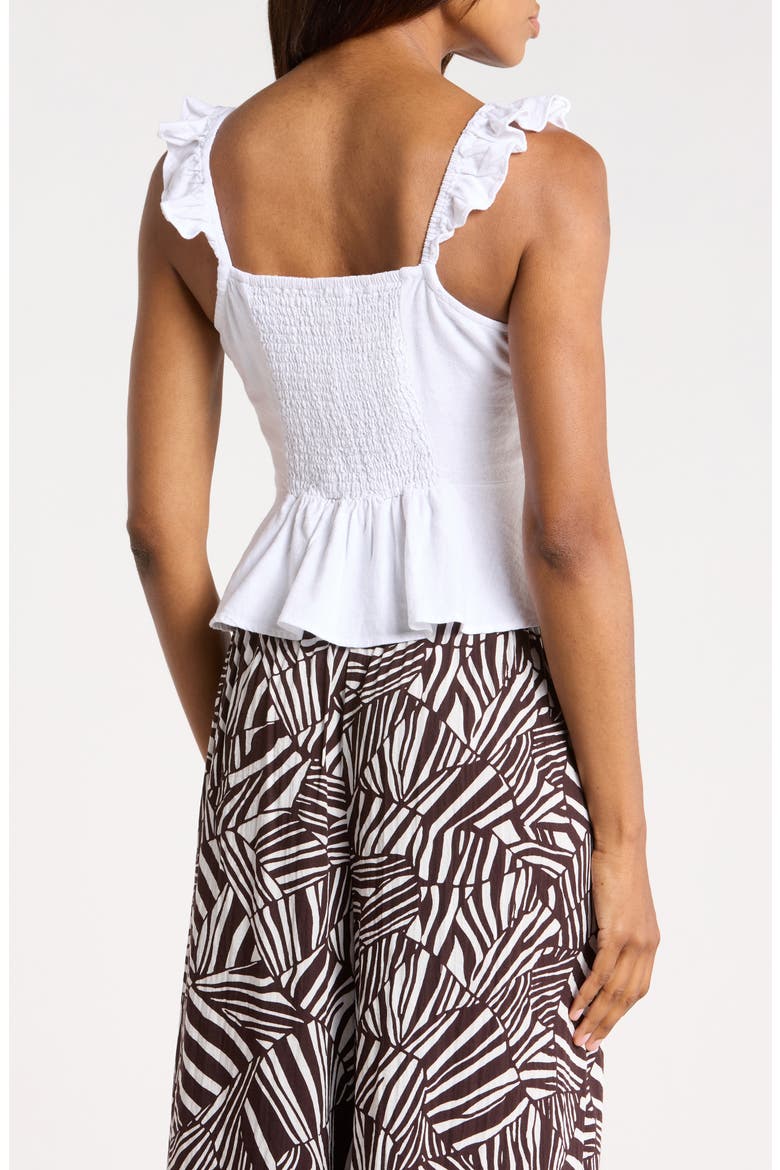 Ruffle Strap Crop Peplum Top, Alternate, color, WHITE