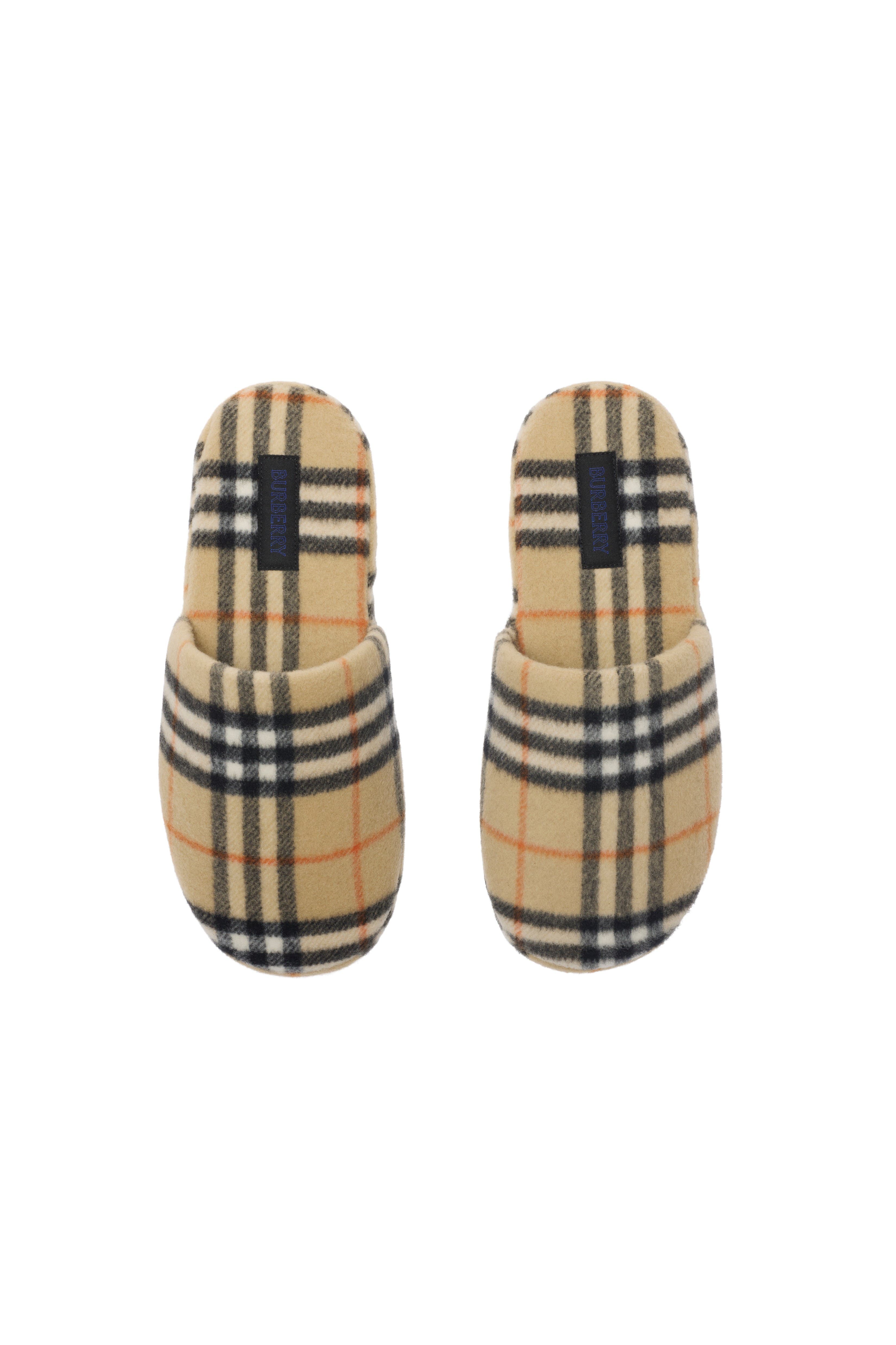 Burberry Check Wool Blend Slippers, Alternate, color, Sand Beige