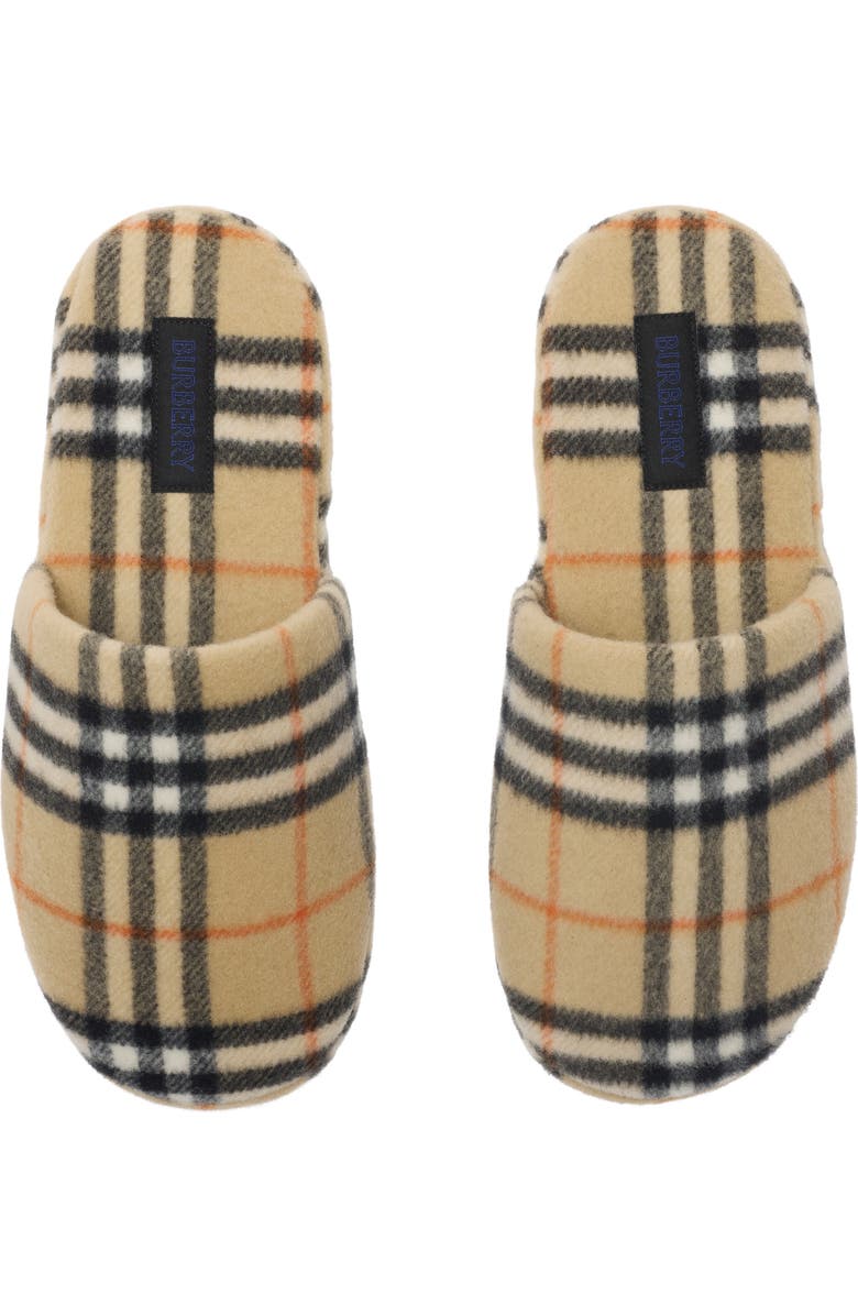 Burberry Check Wool Blend Slippers, Alternate, color, Sand Beige