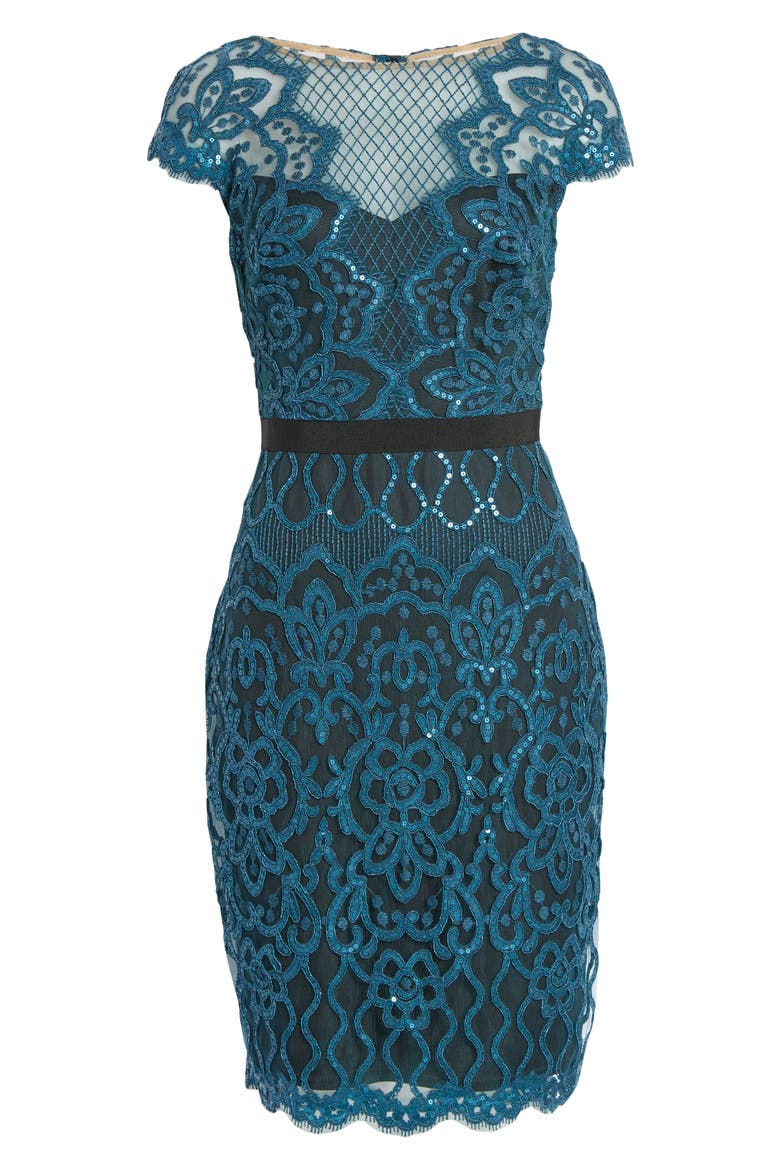Sequin Lace Body-Con Cocktail Dress, Alternate, color, STARRY NIGHT/ BLACK