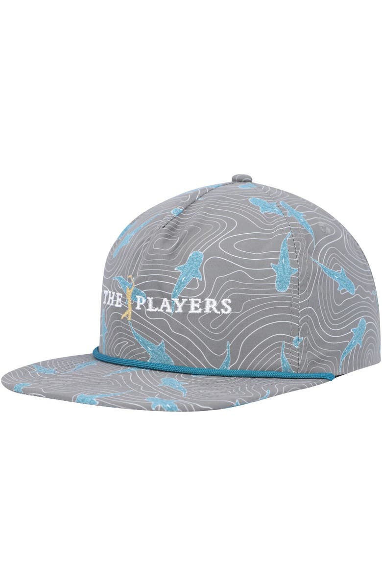 FLOMOTION Men's Flomotion Charcoal THE PLAYERS Sharks Lurking Rope Snapback Hat, Main, color, 