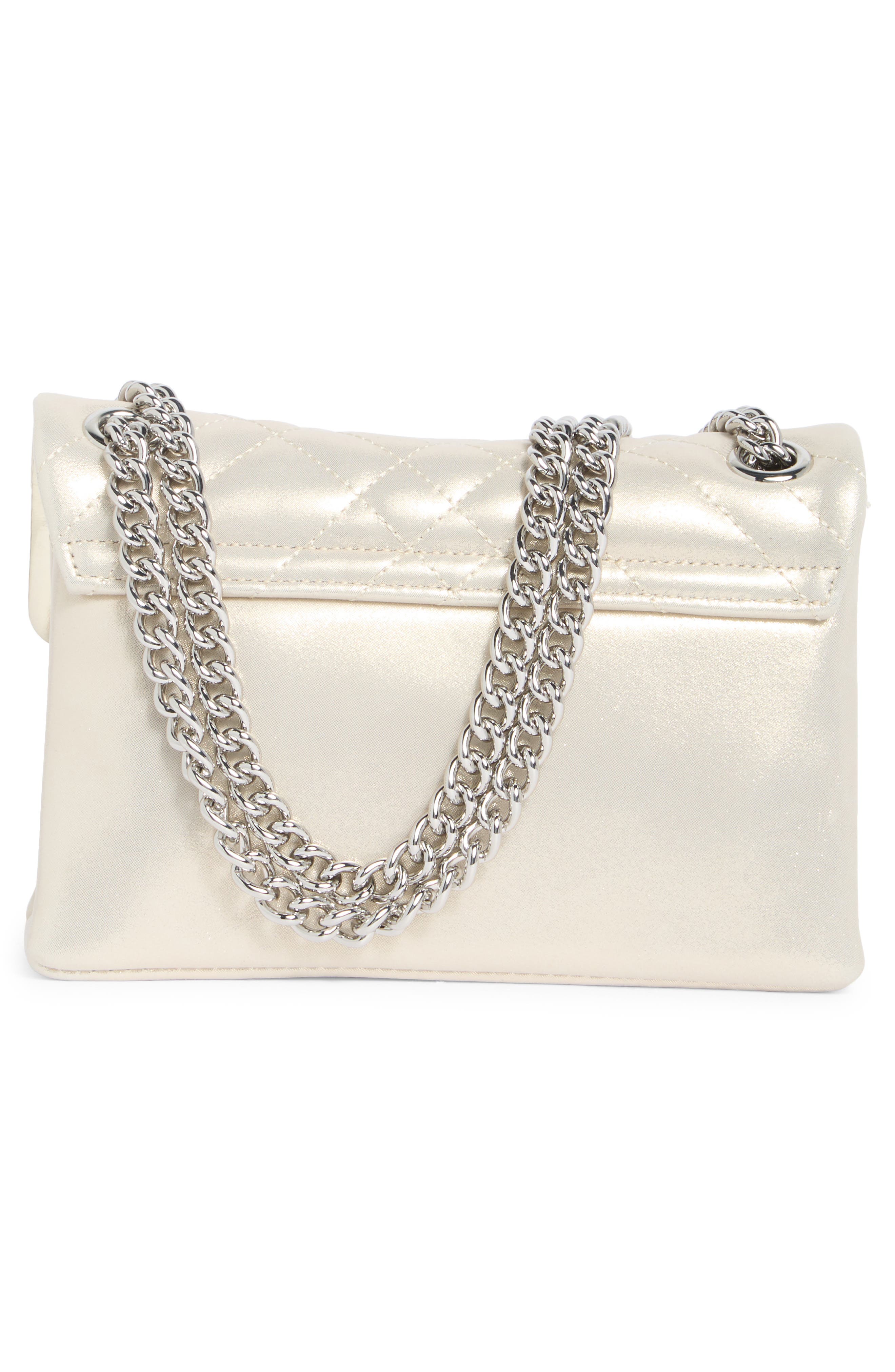 Kurt Geiger London Mini Brixton Metallic Leather Convertible Crossbody Bag, Alternate, color, Silver