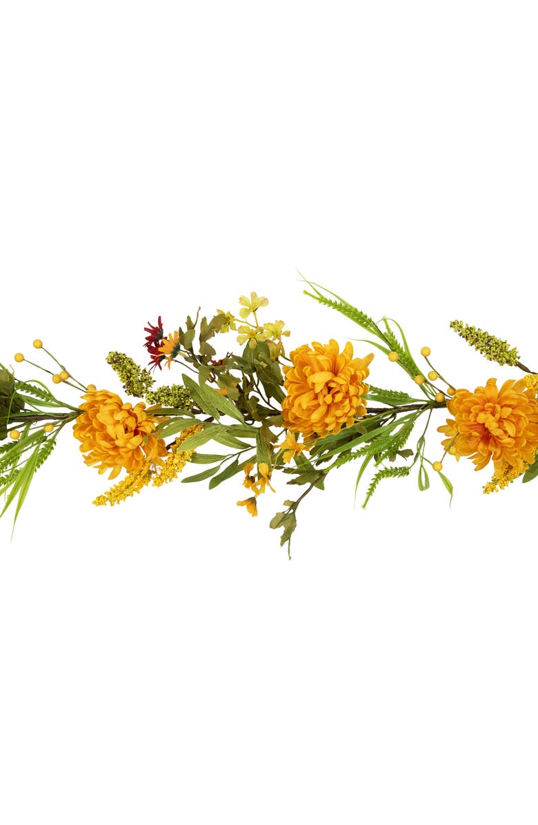 Northlight Peony and Pip Berry Cluster Artificial Fall Harvest Floral Garland - 5' x 10", Alternate, color, Orange