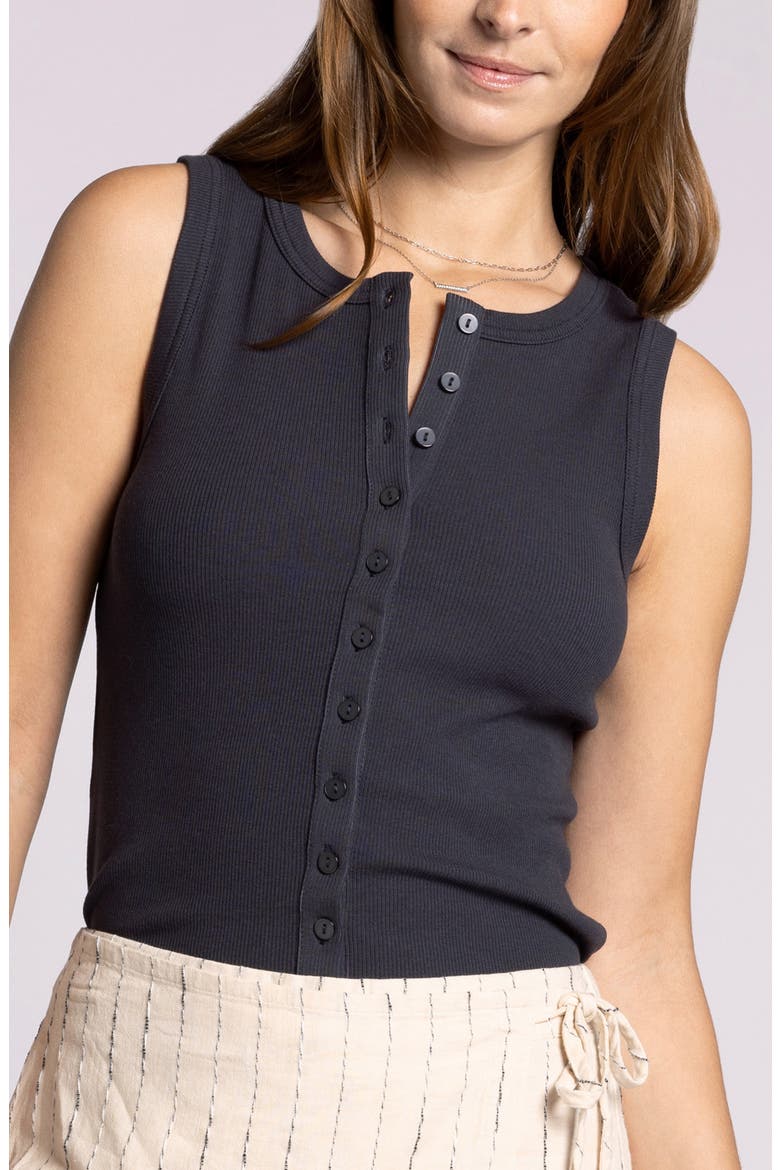 Luella Rib Button-Up Tank, Alternate, color, OBSIDIAN