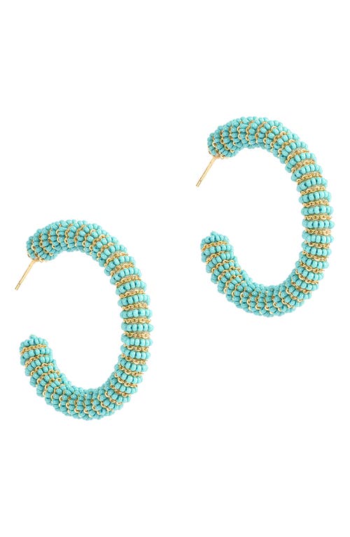 Deepa Gurnani Zareen Hoop Earrings In Turquoise