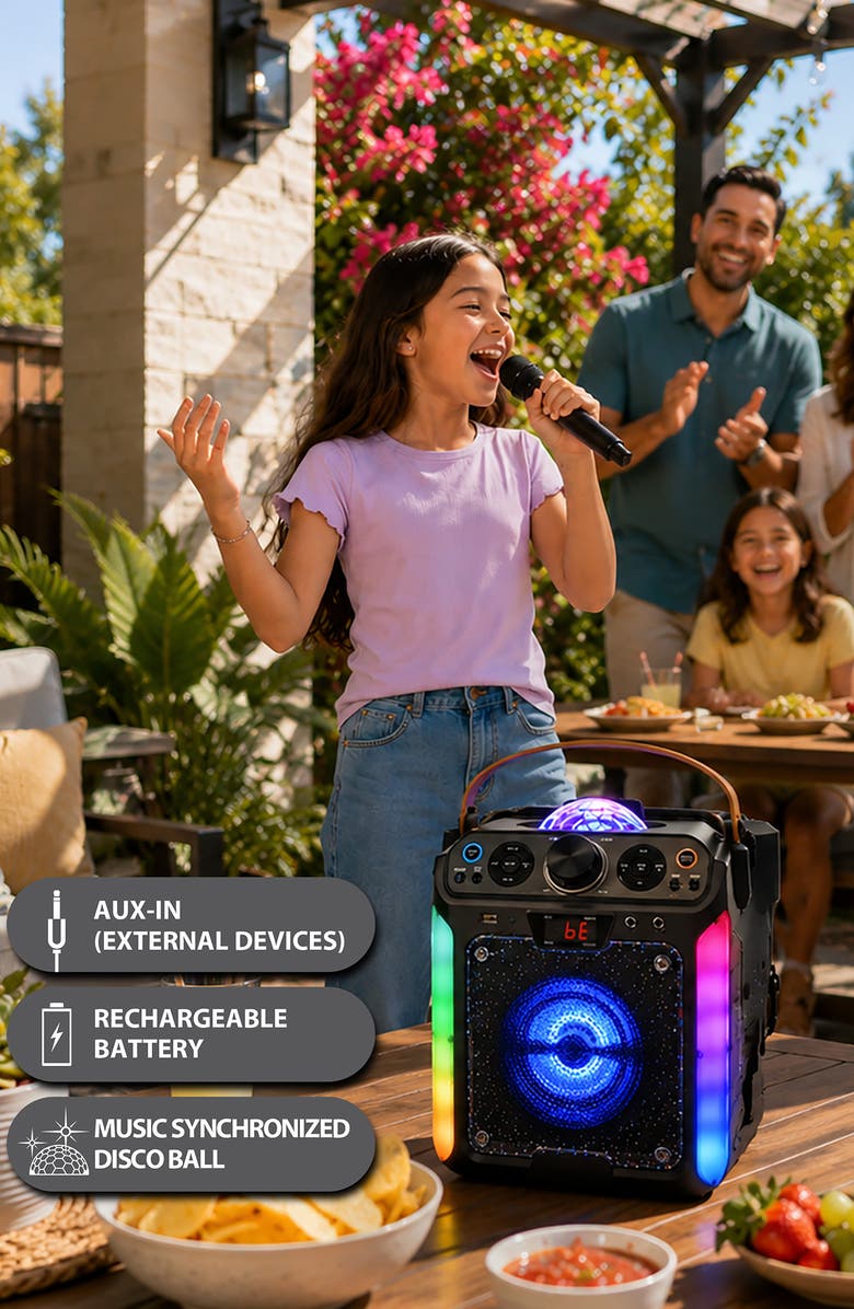 Singing Machine Groove Disco Bluetooth Karaoke Machine with Disco Ball & LED Lights, Alternate, color, Black