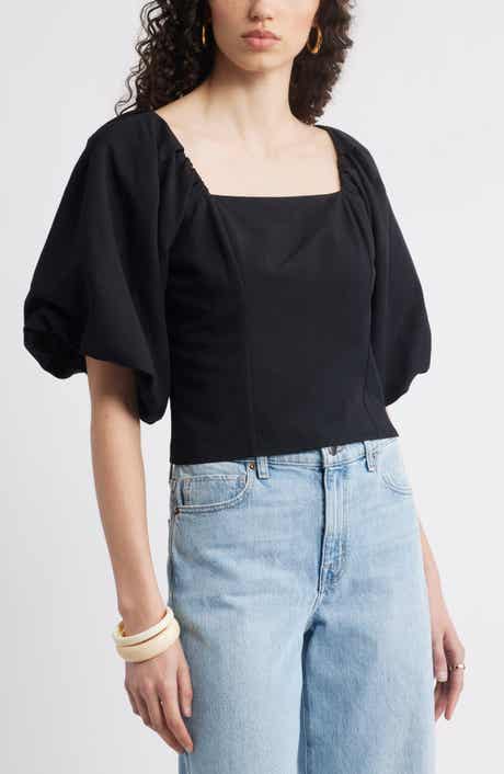 Nordstrom Puff Sleeve Square Neck Top