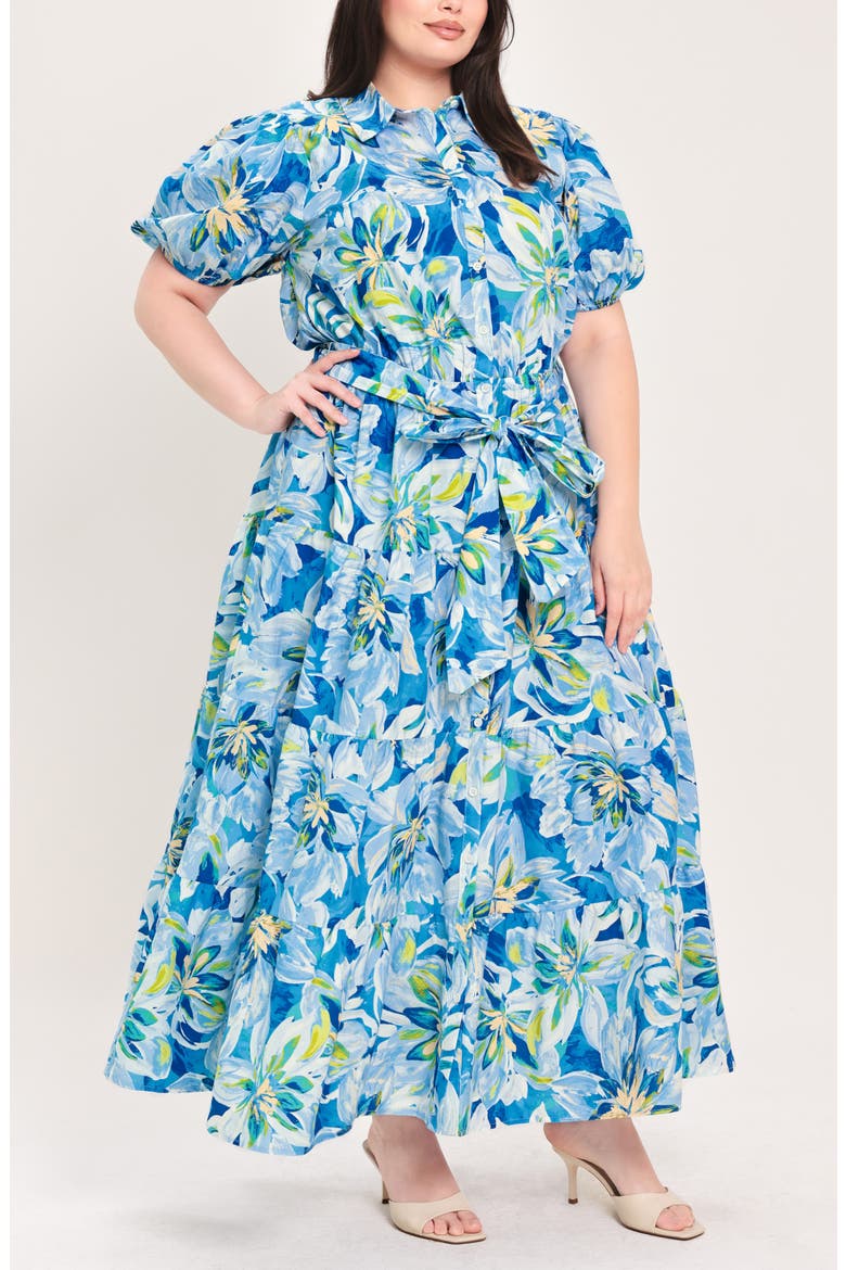 Printed Maxi Dress, Alternate, color, BLUE FLORAL