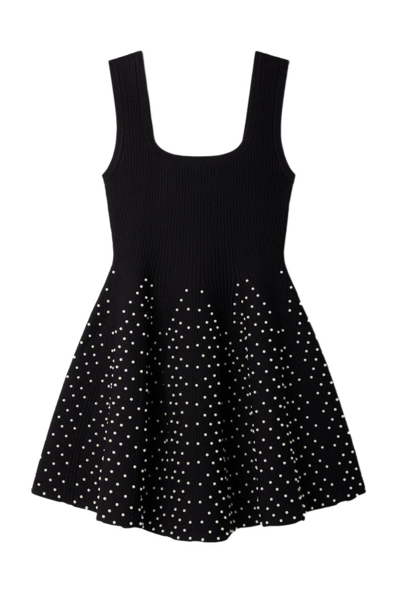 Short knit dress with beads, Alternate, color, Black