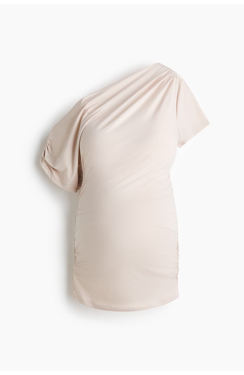H&M Mama Draped One-shoulder Top, Main, color, Light Beige