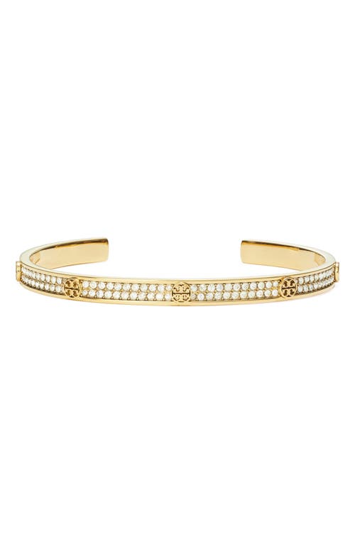 Tory Burch Miller Pavé Slim Cuff Bracelet In Gold