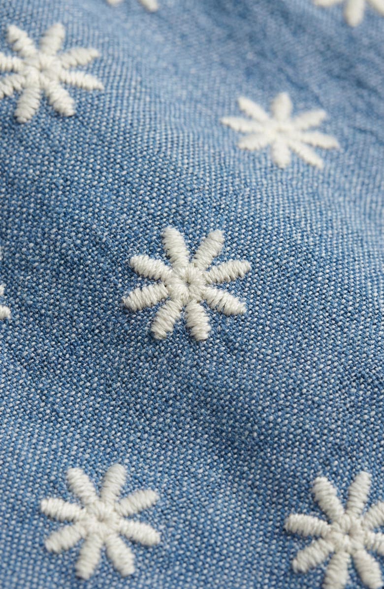 Modenaire Smocked Puff-Sleeve Midi Dress with Tiered Skirt and Pockets, Alternate, color, Blue / White Floral