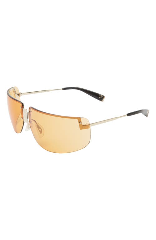 Tory Burch 75mm Semi Rimless Pillow Sunglasses In Shiny Light Gold/orange