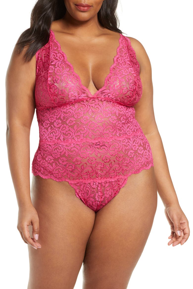 Galloon Lace Teddy, Main, color, BRIGHT ROSE