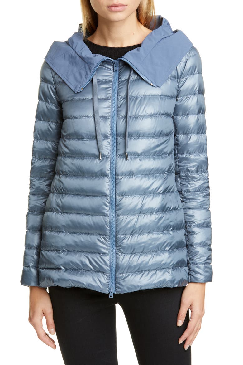Hooded Short Down Jacket, Main, color, SLATE