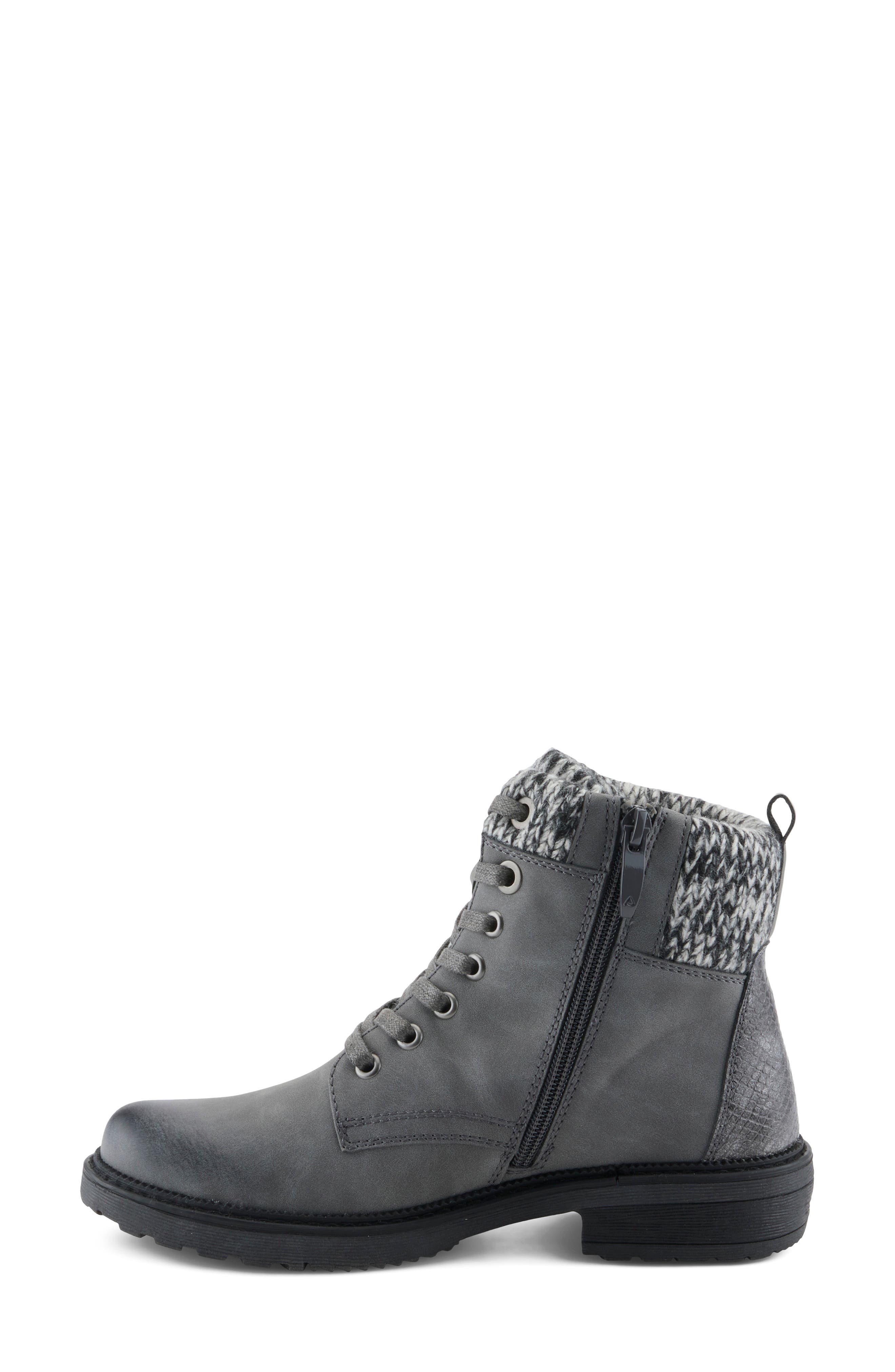 Khazera Water Resistant Faux Leather Bootie, Alternate, color, GREY