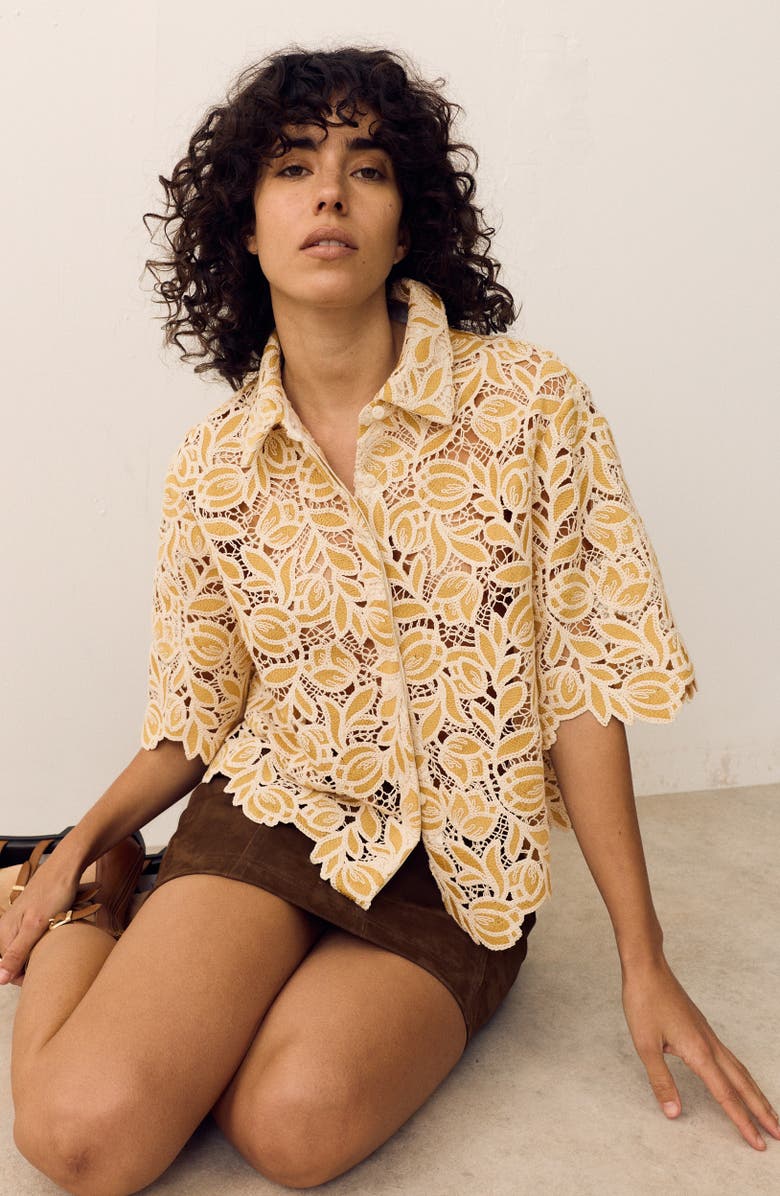 PER UNA BY M&S Open Stitch Shirt Jacket, Alternate, color, Yellow/ Multi