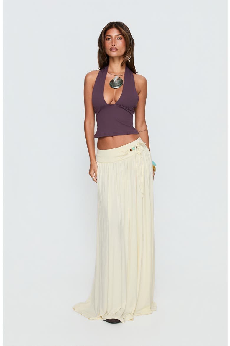 Velvet Storm Tie Detail Maxi Skirt, Alternate, color, CREAM