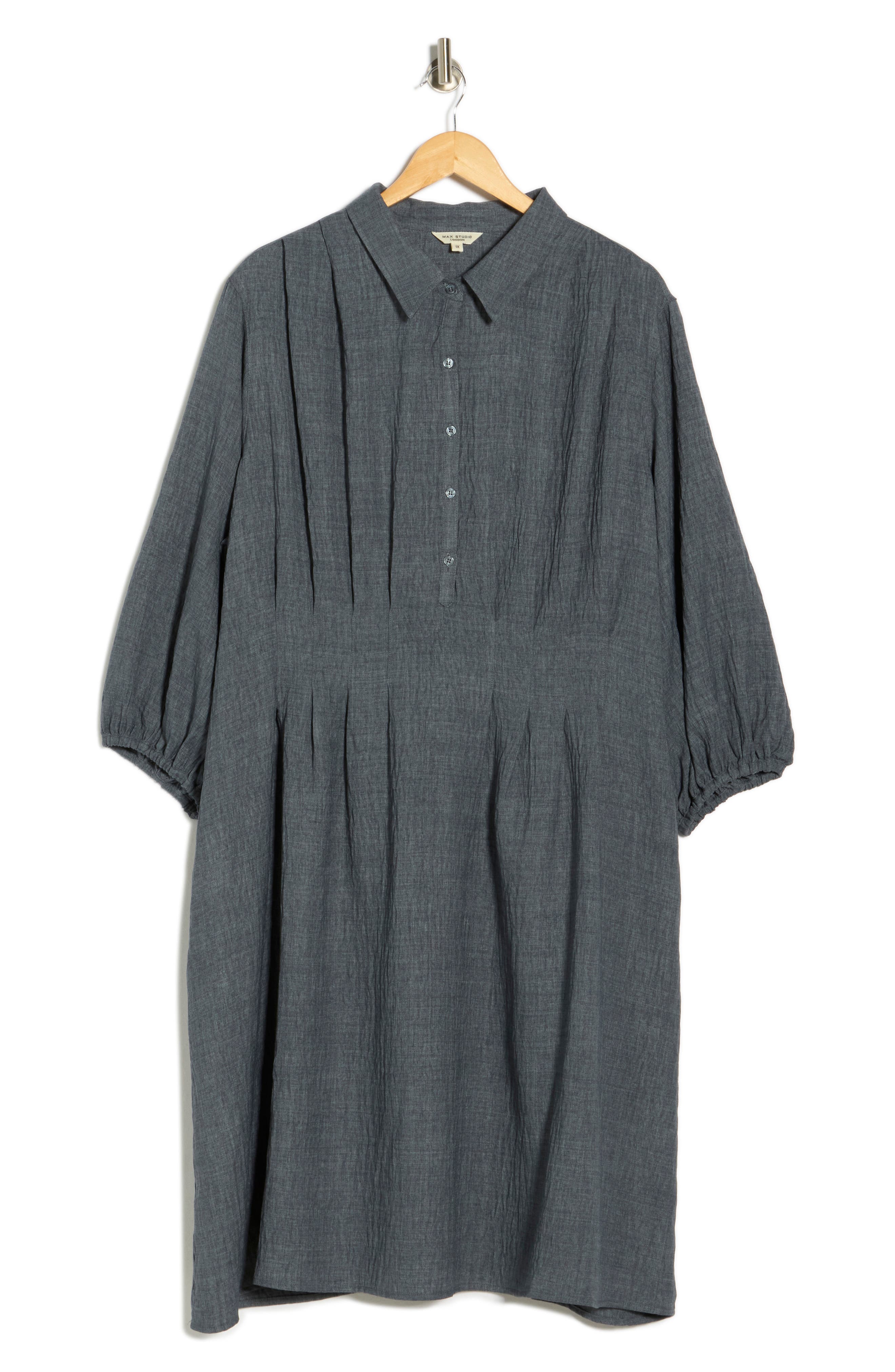 MAX STUDIO Balloon Sleeve Pleated Waist Shirtdress