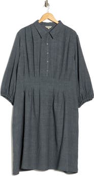 MAX STUDIO Balloon Sleeve Pleated Waist Shirtdress
