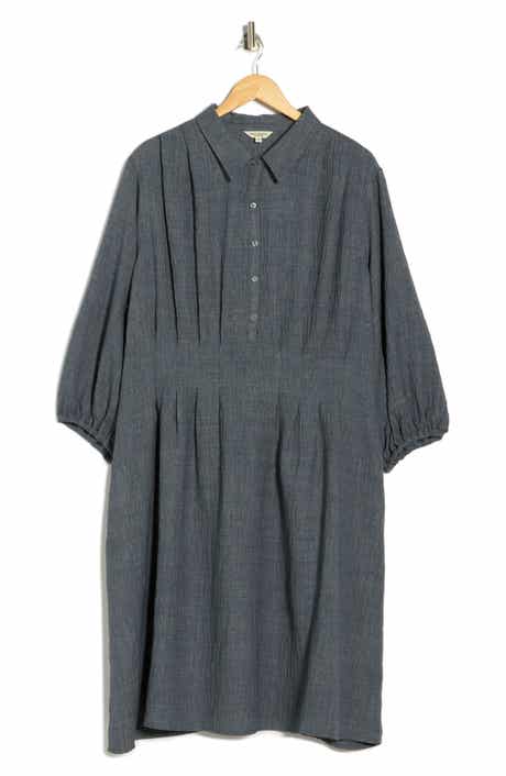 MAX STUDIO Balloon Sleeve Pleated Waist Shirtdress