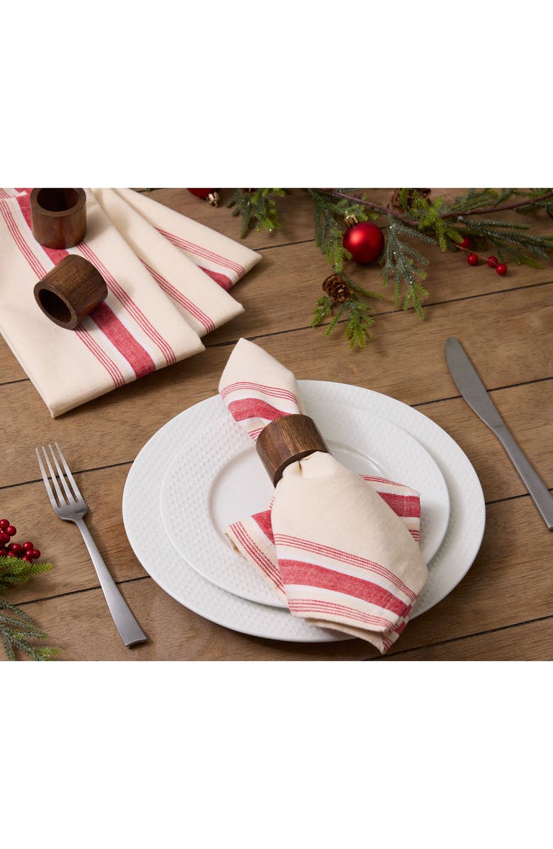 Design Imports Ho Ho Ho Stripe 4-Piece Napkin Set, Alternate, color, Ho Ho Ho Stripe